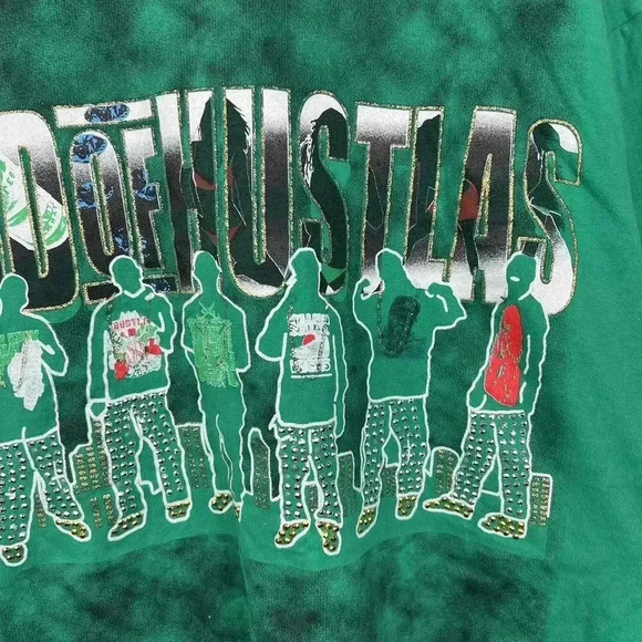 Vintage Band of Hustlas Rap Graphic Tee – Green Made in USA ID Brand - Picture 4 of 7